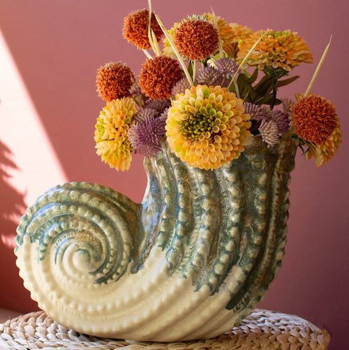 Nautilus Shell Ceramic Vase