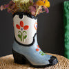 Cowboy Ceramic Boot Vase