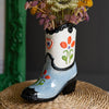 Cowboy Ceramic Boot Vase