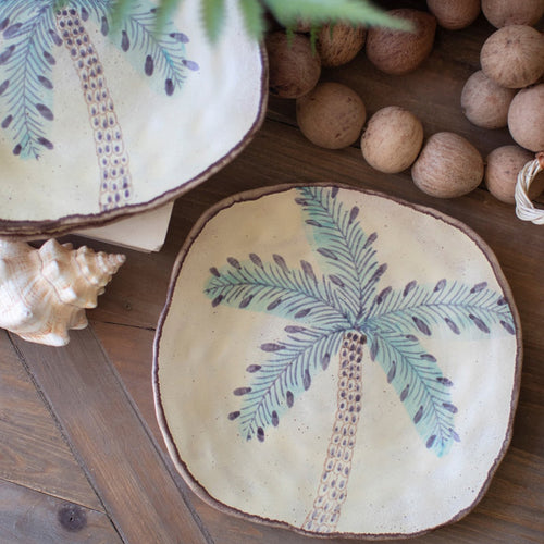 Palm Tree Stoneware Plate Set of 4