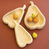 Pear-Shaped Carved Wood Bowl Set of 3