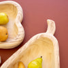 Pear-Shaped Carved Wood Bowl Set of 3