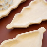 Christmas Tree Carved Wood Platter Set of 3