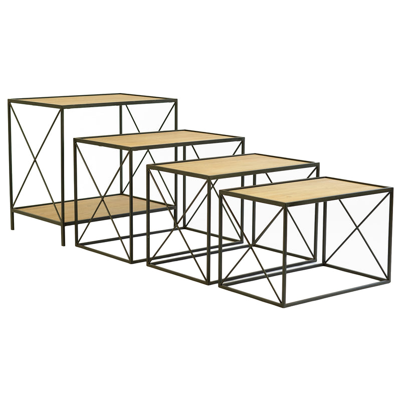 Metal & Wood Tiered Shelf Set of 4