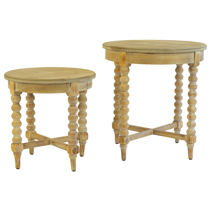 Turned Leg Round Side Table Set of 2