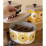 Metal & Wood Floral Canister Set of 4