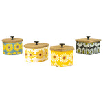 Metal & Wood Floral Canister Set of 4