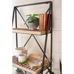 Slatted Wood & Metal Bookshelf