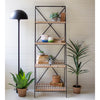 Slatted Wood & Metal Bookshelf