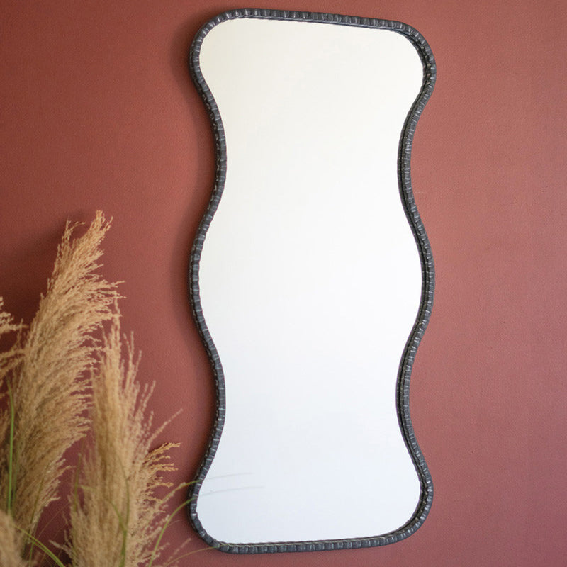 Wavy Metal Framed Mirror