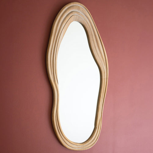 Wavy Carved Wood Wall Mirror