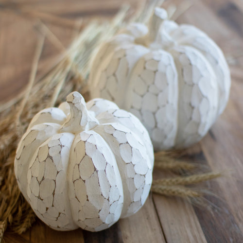 White Wash Pumpkin Set of 2