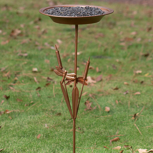 Copper Yard Stake Bird Feeder