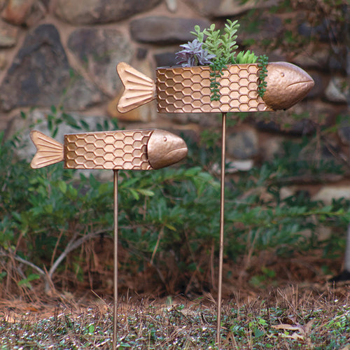 Fish Planter Yard Stake Set of 2