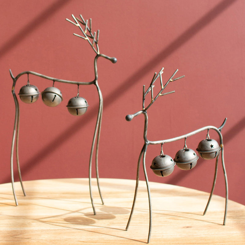 Wire Reindeer with Bell Set of 2