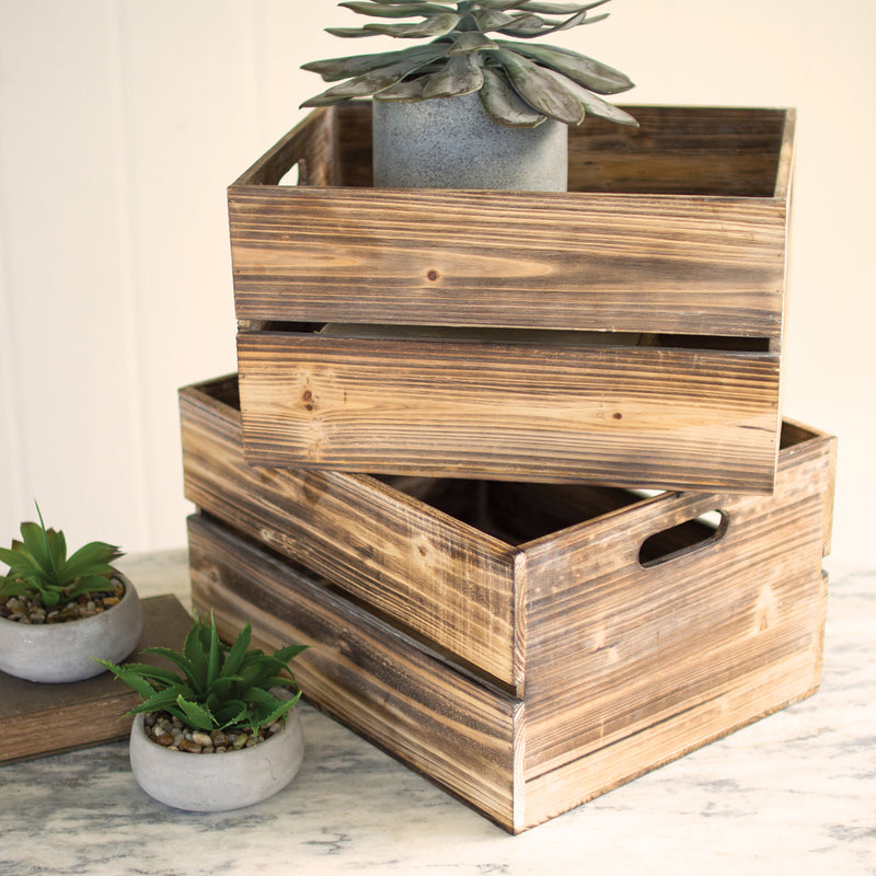 Slatted Storage Crates Set of 4