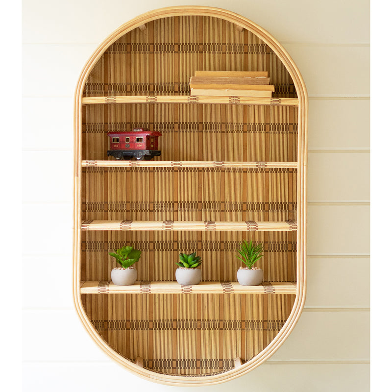 Oval Rattan Wall Shelf