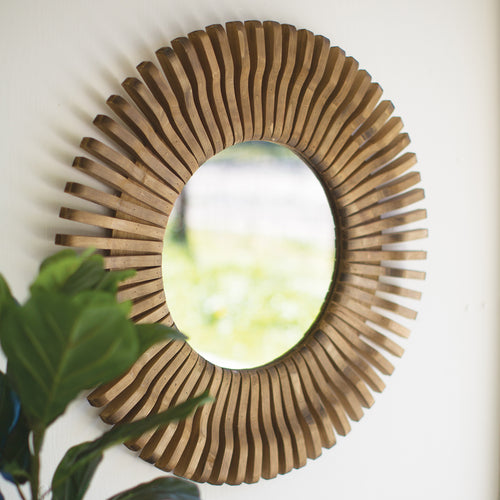 Round Wooden Mirror