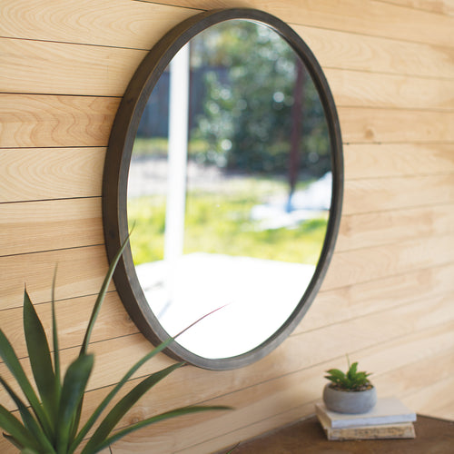 Natural Metal Round Wall Mirror