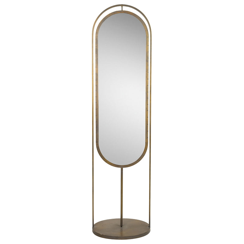 Oval Tall Floor Mirror With Rack