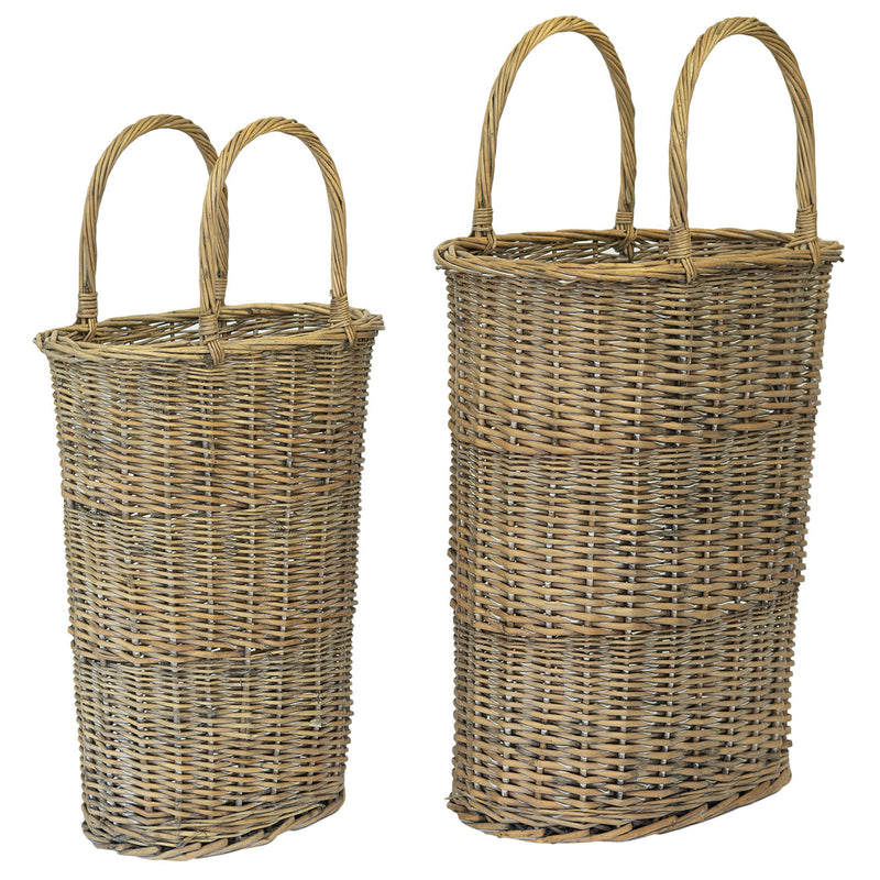 Oval Wicker Tall Basket Set of 2