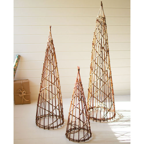 Twig Nesting Christmas Tree Statue Set of 3