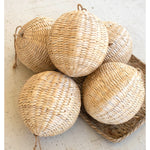 Woven Round Seagrass Christmas Ornament Set of 6