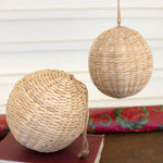 Woven Round Seagrass Christmas Ornament Set of 6