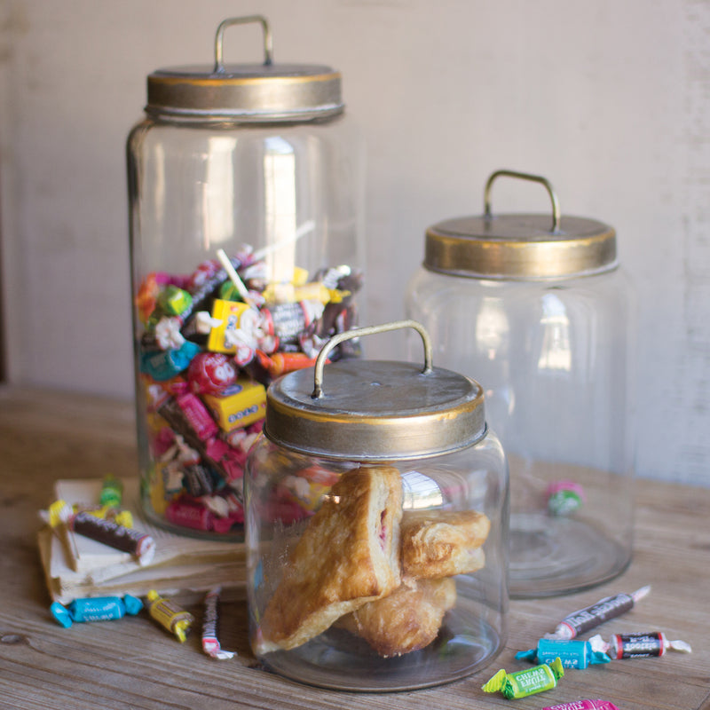 Metal & Glass Jar Set of 3