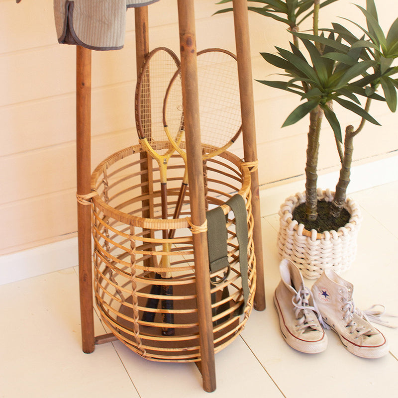 Rattan Tall Coat Rack