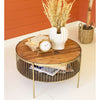 Round Wood And Metal Coffee Table