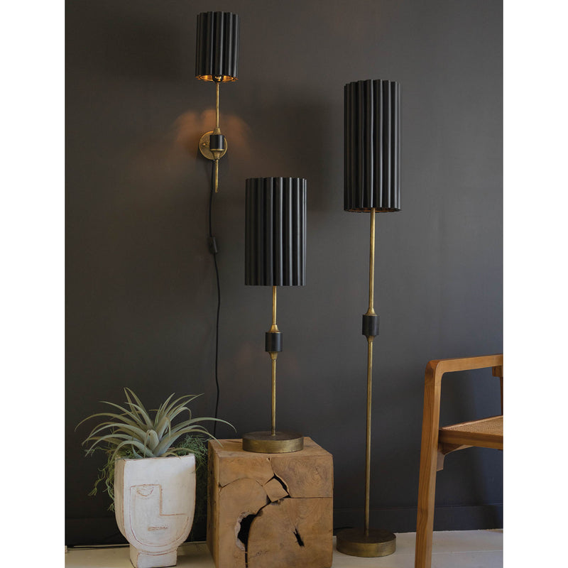 Fluted Black & Antique Gold Floor Lamp