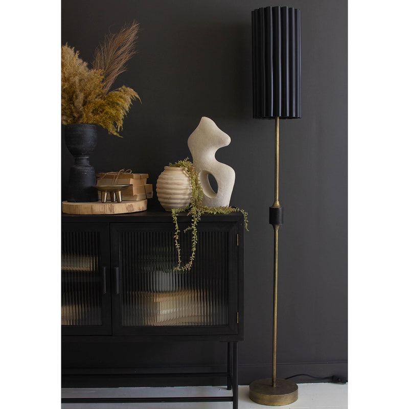 Fluted Black & Antique Gold Floor Lamp