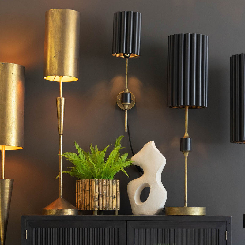 Fluted Black & Antique Gold Table Lamp