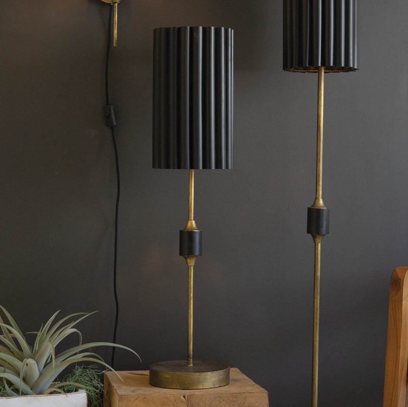 Fluted Black & Antique Gold Table Lamp