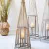 Rattan Gray Candle Lantern Set of 3