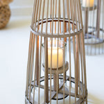 Rattan Gray Candle Lantern Set of 3