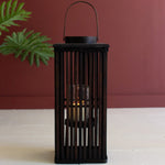 Bamboo Tall Brown Candle Lantern