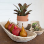 Hand Carved Oval Wood Bowl Set of 2