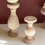 Turned Natural Wood Pedestal Set of 2