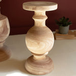 Turned Natural Wood Pedestal Set of 2