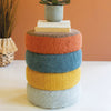 Stacked Carpet Multi-Color Pouf