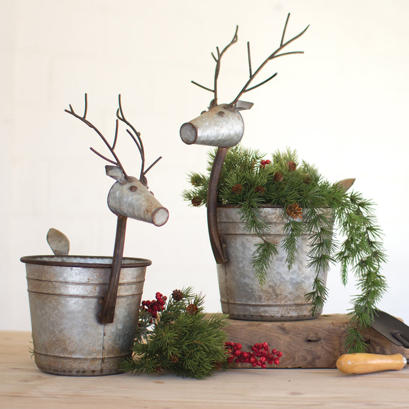 Metal Deer Planter Set of 2