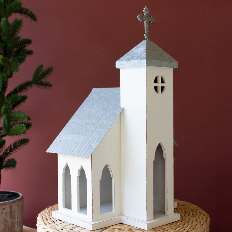 Christmas Church Wooden Accent Set of 2