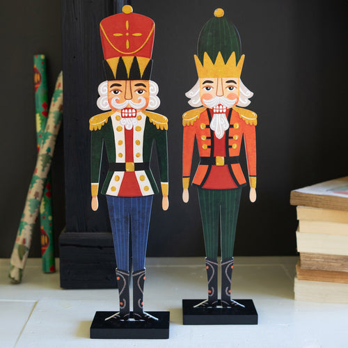 Nut Cracker Wooden Colorful Sculpture Set of 2