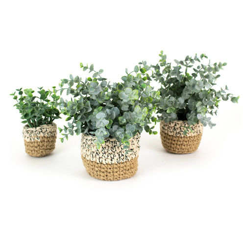 Woven Pot Eucalyptus Faux Plant Set of 3