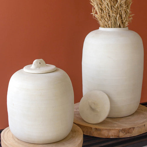 Off White Ceramic Canister Set of 2