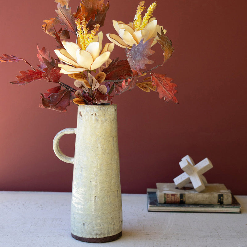 Tall Cream Ceramic Pitcher