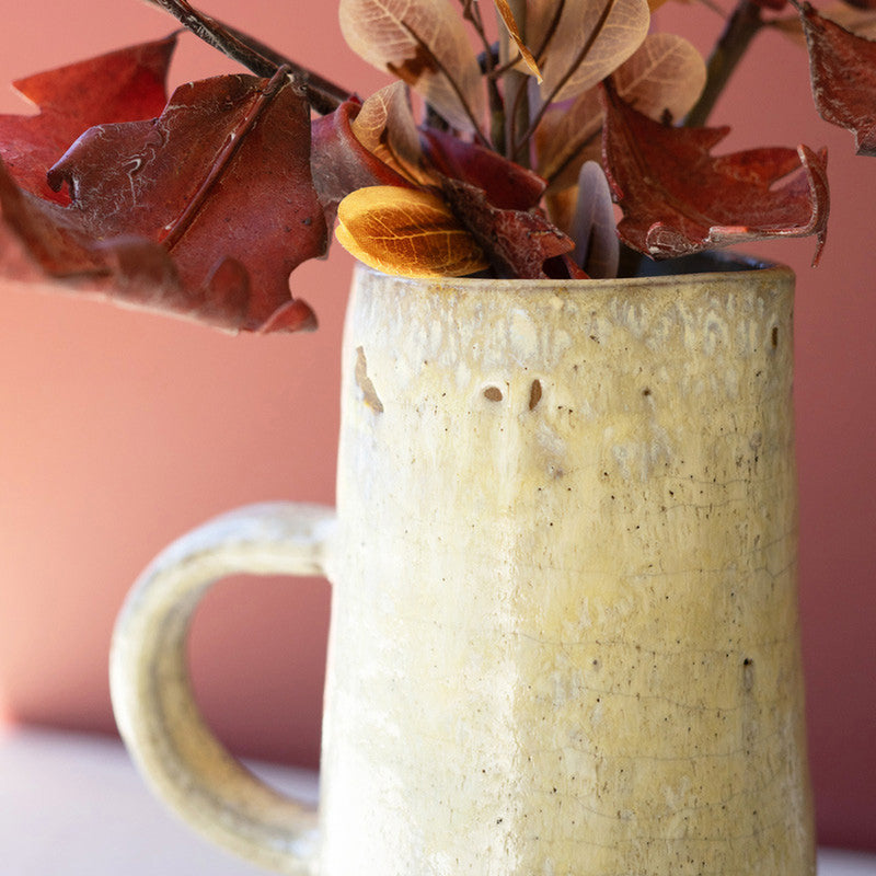 Tall Cream Ceramic Pitcher