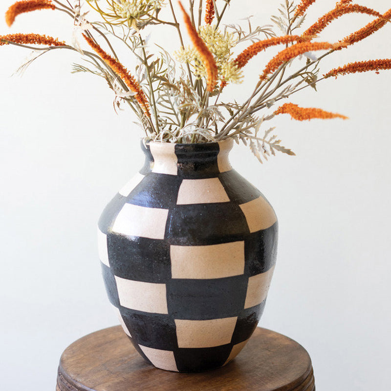 Checkered Ceramic Urn